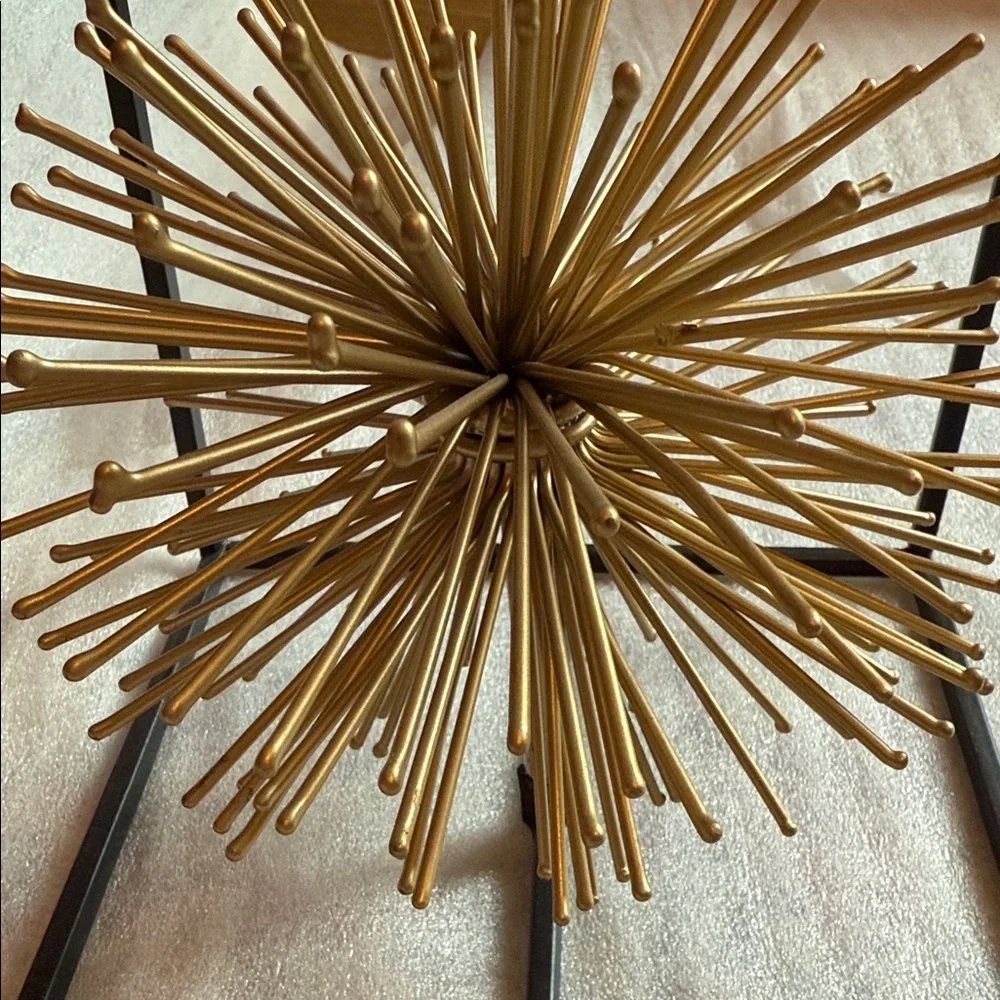 Mid-CenturyModern Gold Atomic Starburst Style Cube Centerpiece| Spiked Sphere